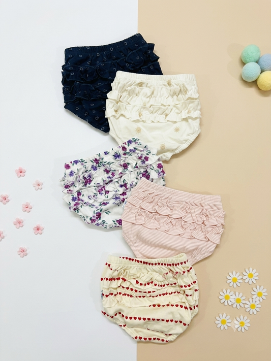 Girl Baby Frill Panties – Pure Cotton | Best for Newborns up to 6 Months- 3 pieces set combo