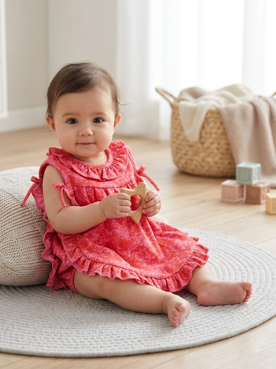 Newborn Side-Open Tie-Knot Soft Cotton Baby Girl Frock