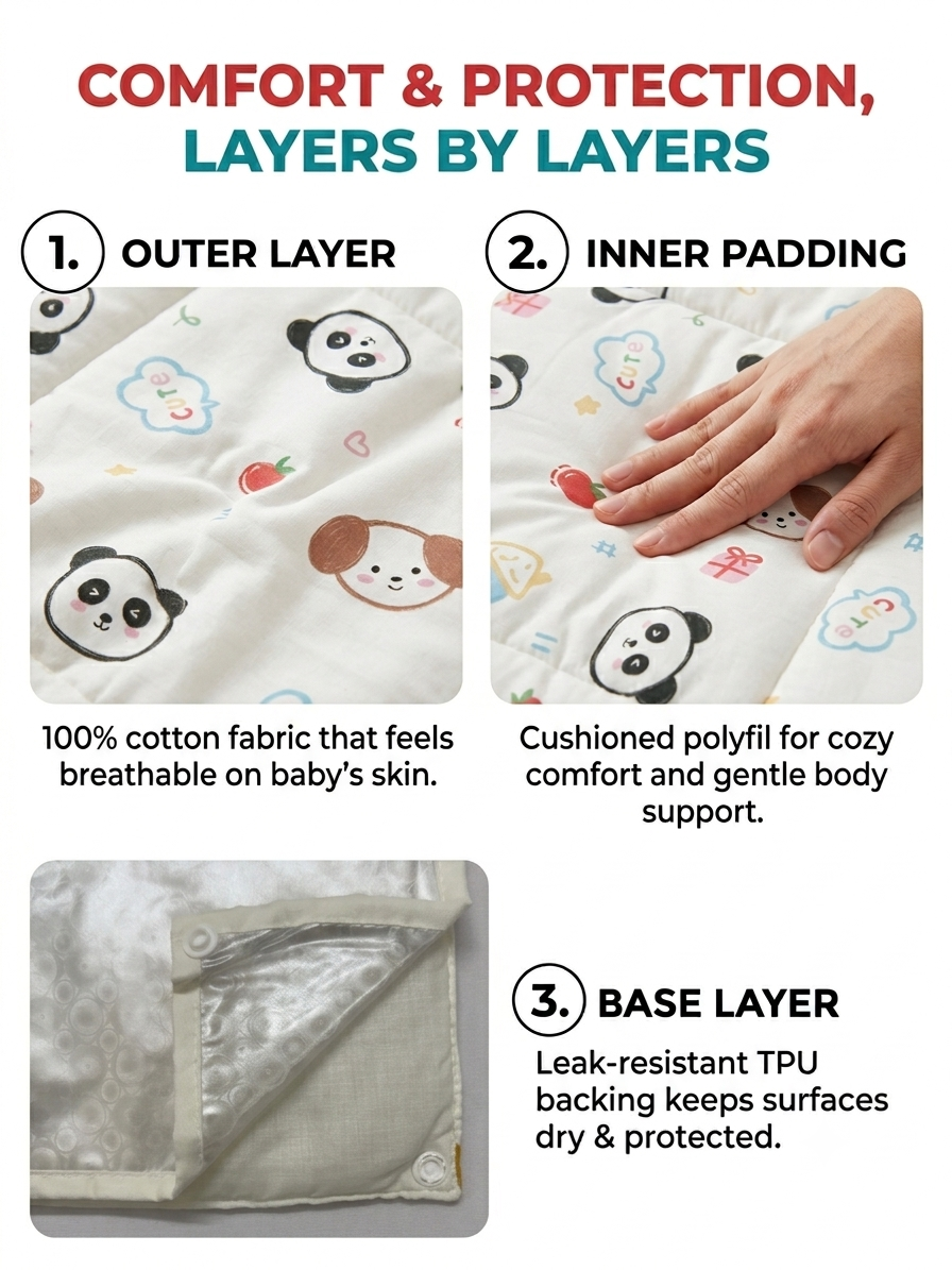 Newborn 4-Piece Pure Cotton Diaper Changing Mat Set