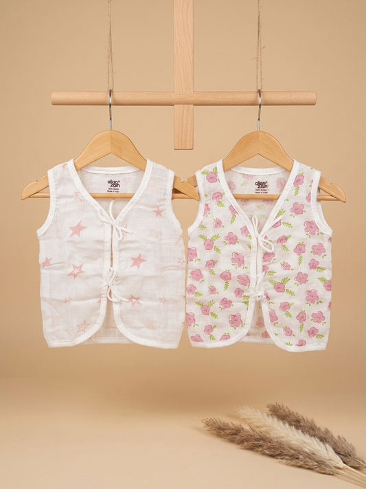 Newborn muslin Tie knot Jhabla- pack of 5