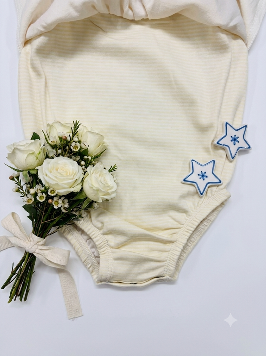 Newborn Baby Girl Frock with Attached Onesie – Soft Cotton Shoulder-Tie Dress (Free Size, up to 6 Months)
