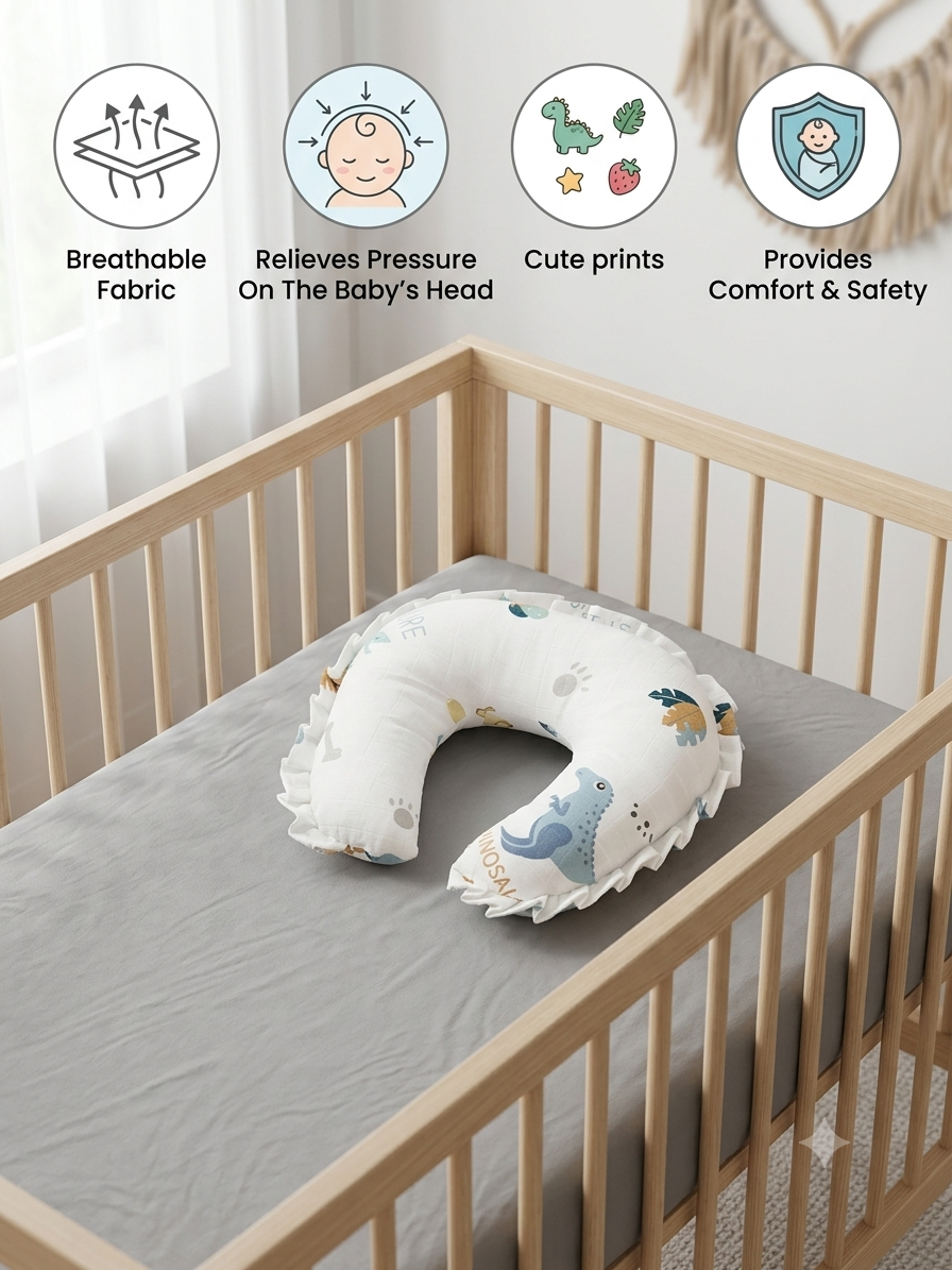 Muslin Newborn Head Shaping Pillow – Soft Support for Tiny Heads