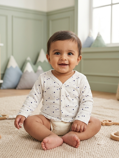 Newborn Full Sleeve Front-Open Soft Cotton Jhabla Sizes: S | M | L- 3 pack combo