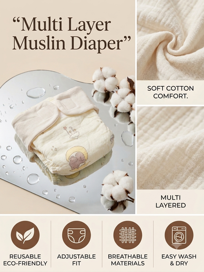 SOFT MUSLIN BABY CLOTH DIAPER 2 pcs pack