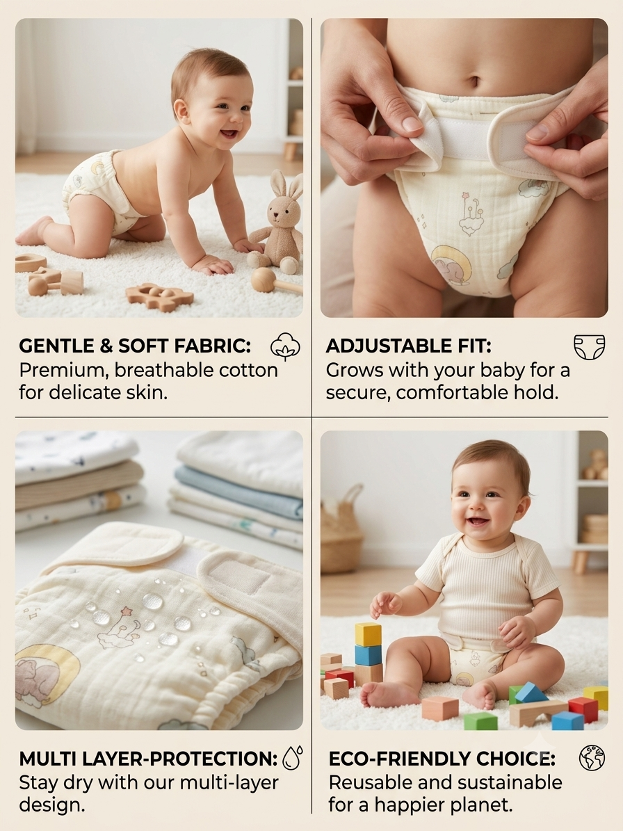 SOFT MUSLIN BABY CLOTH DIAPER 2 pcs pack