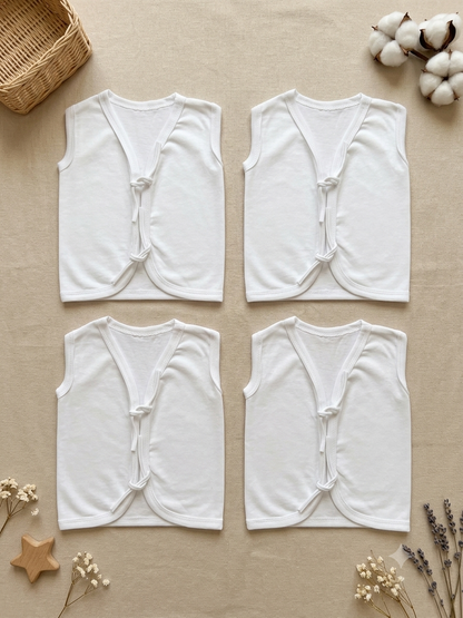 Pure White Jhabla with Center Tie Knots -6 pcs combo