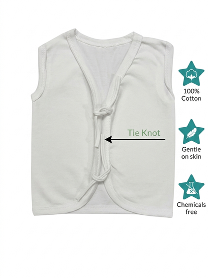 Pure White Jhabla with Center Tie Knots -6 pcs combo