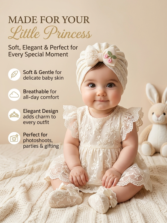 BABY GIRL'S TURBAN CAP  - 3 pcs combo