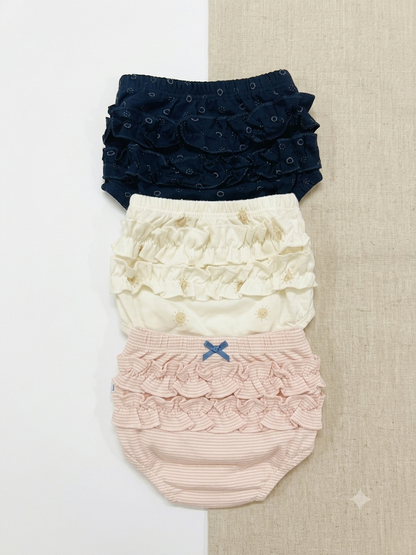 Girl Baby Frill Panties – Pure Cotton | Best for Newborns up to 6 Months-  3 pieces set combo