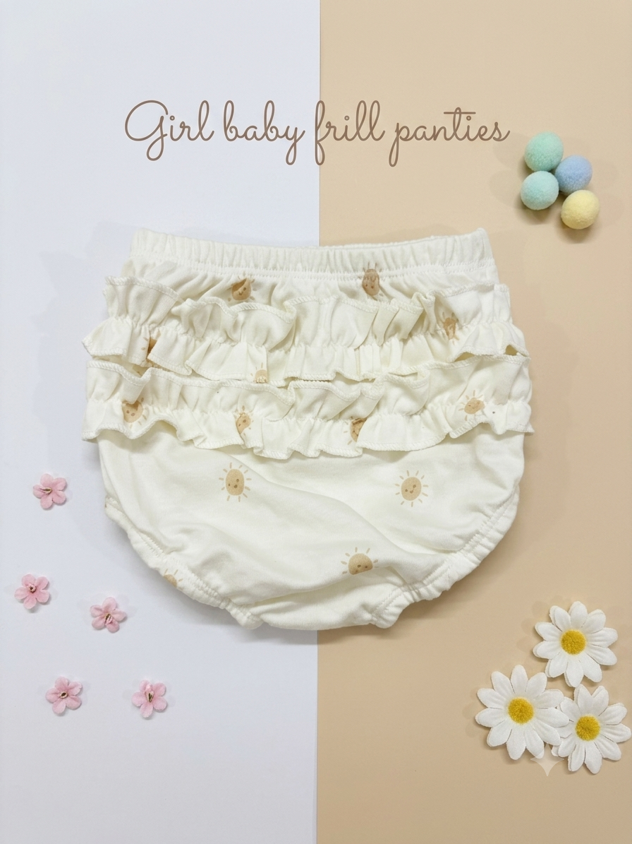 Girl Baby Frill Panties – Pure Cotton | Best for Newborns up to 6 Months-  3 pieces set combo