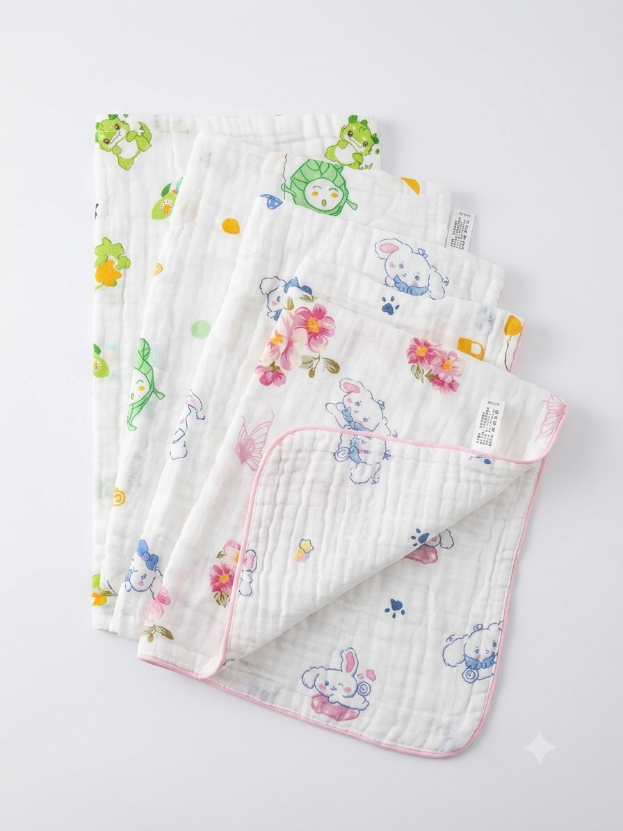 Organic Cotton Muslin Burp Cloths- 3 pcs combo