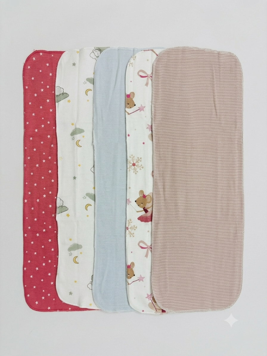 Organic Cotton Burp Cloths- 5 pcs combo