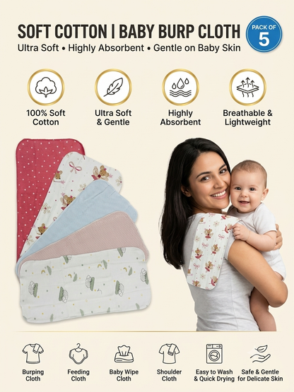 Organic Cotton Burp Cloths- 5 pcs combo