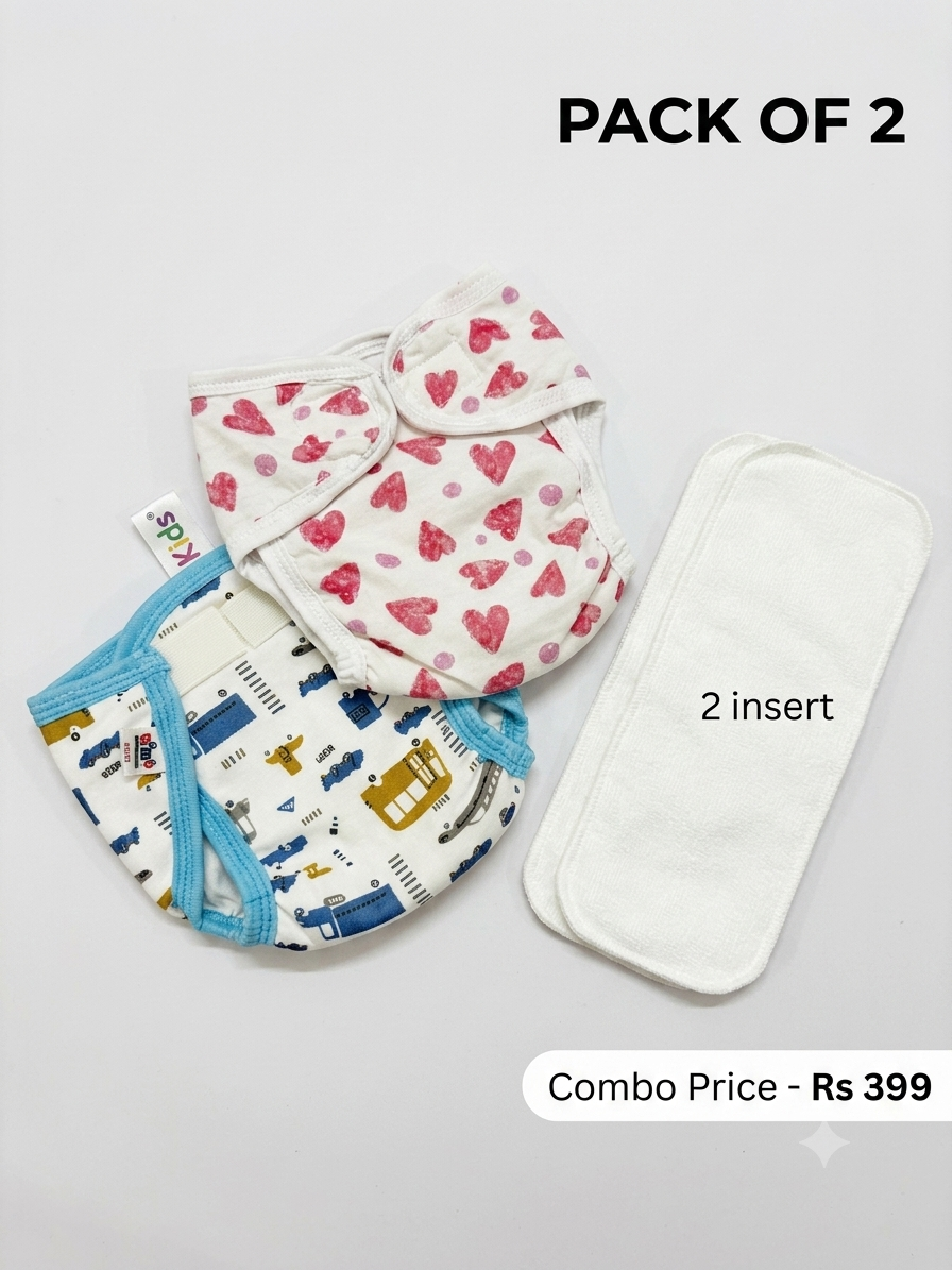 Leak-Proof Cotton Newborn Reusable Cloth Diaper- insert combo