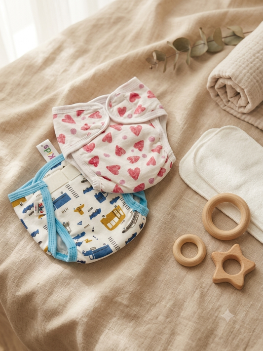 Leak-Proof Cotton Newborn Reusable Cloth Diaper- insert combo