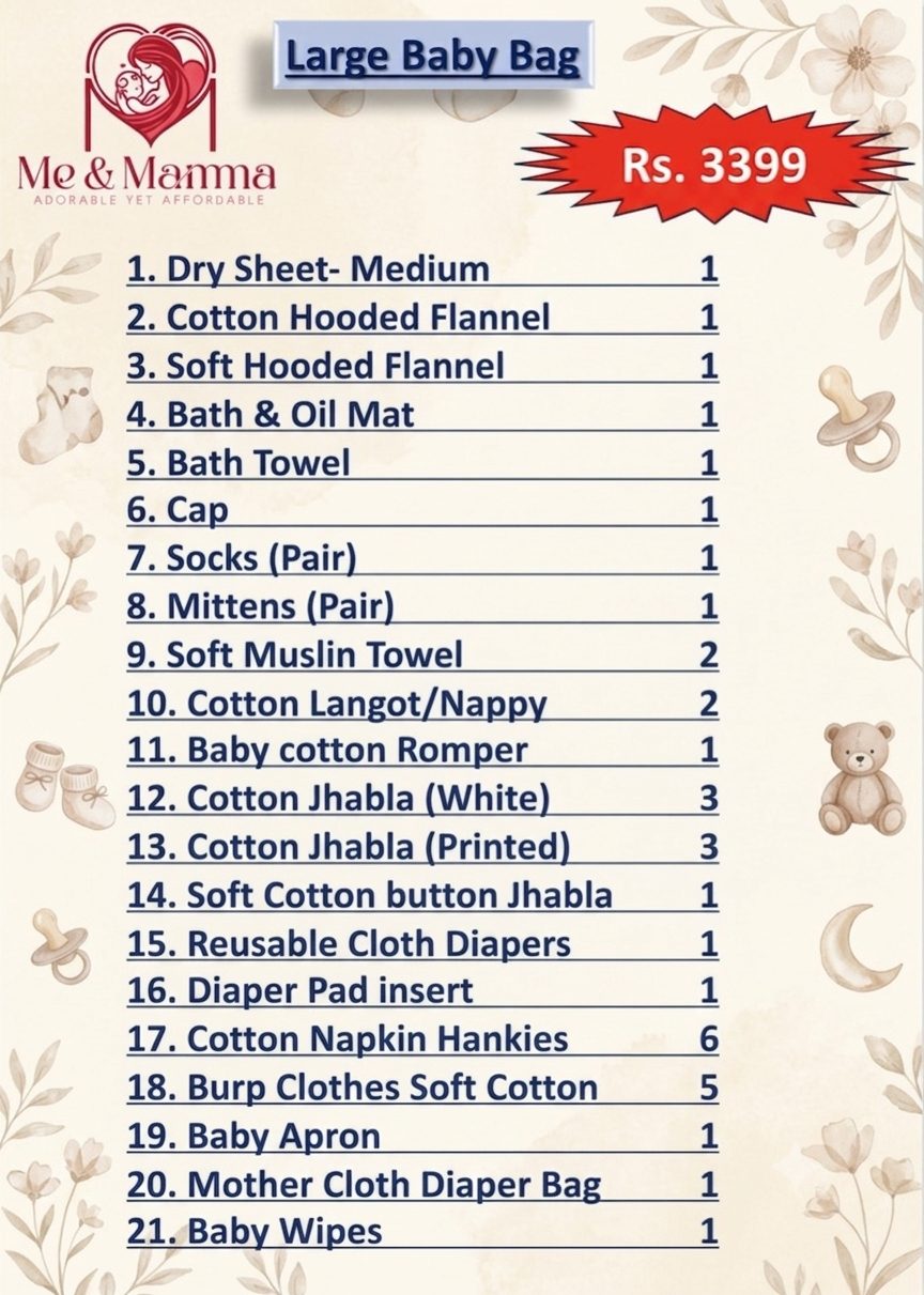 Me & Mamma Large Baby Bag –Basic Hospital Kit for Newborns