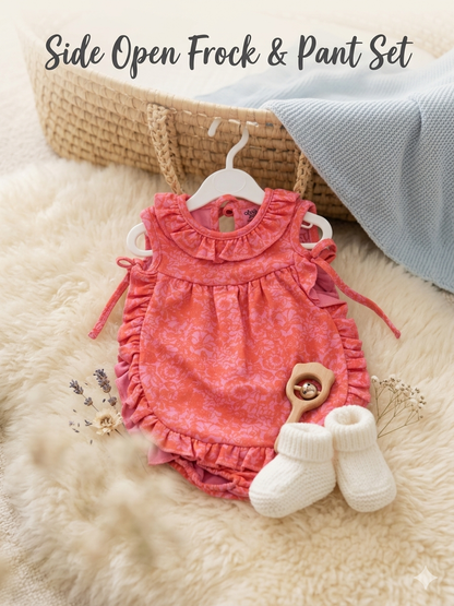 Newborn Side-Open Tie-Knot Soft Cotton Baby Girl Frock