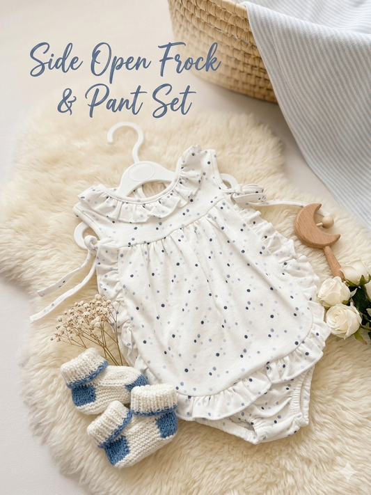 Newborn Side-Open Tie-Knot Soft Cotton Baby Girl Frock