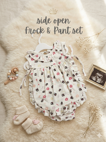 Newborn Side-Open Tie-Knot Soft Cotton Baby Girl Frock