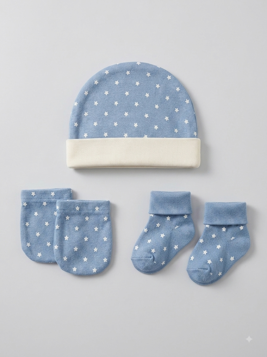 Newborn Cap, Mittens & Booties Set