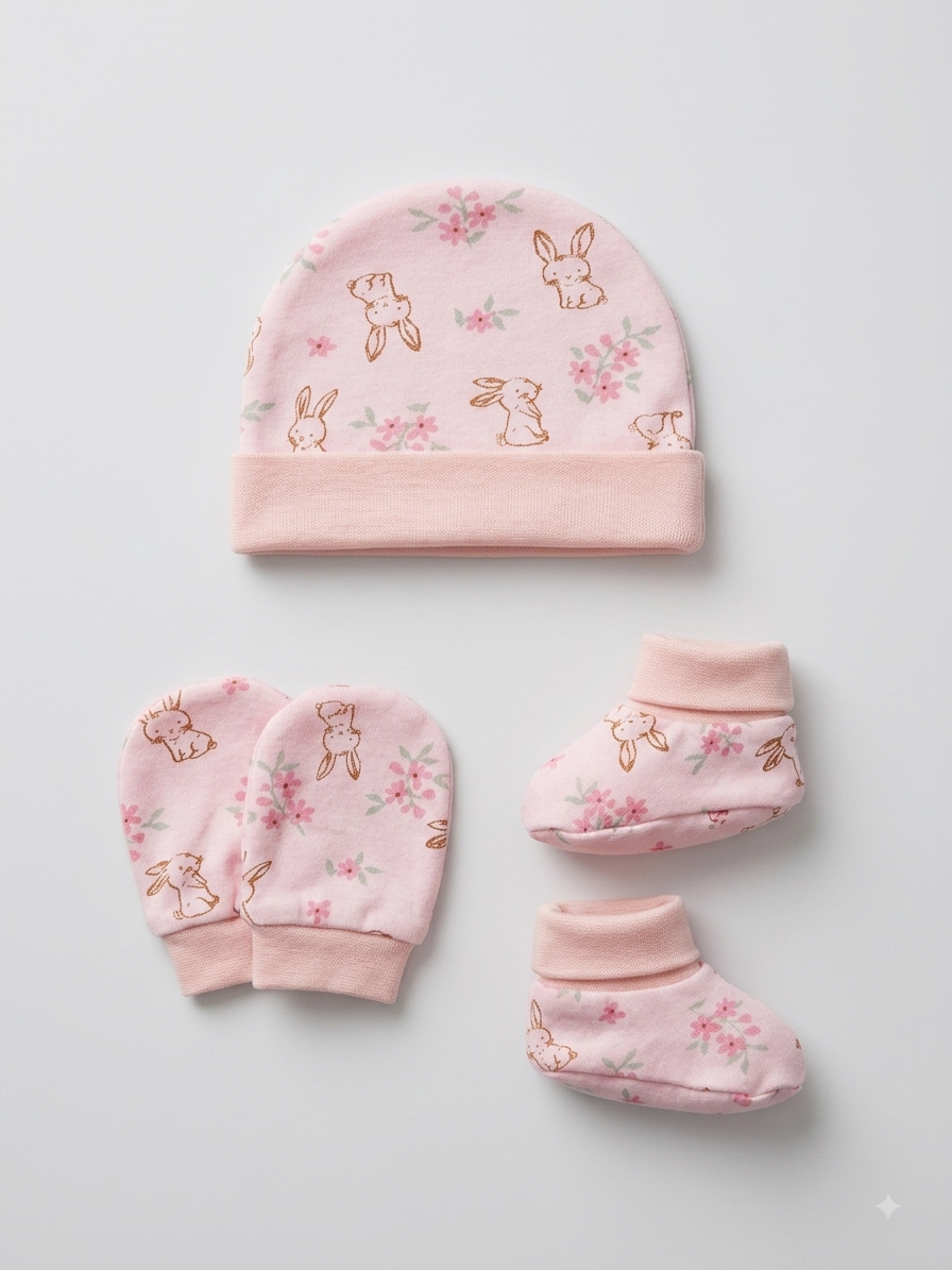 Newborn Cap, Mittens & Booties Set