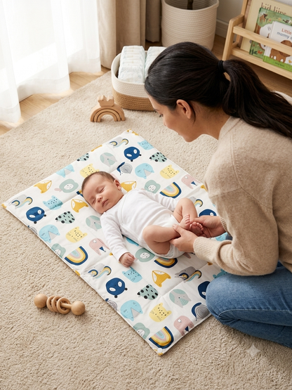Newborn 4-Piece Pure Cotton Diaper Changing Mat Set