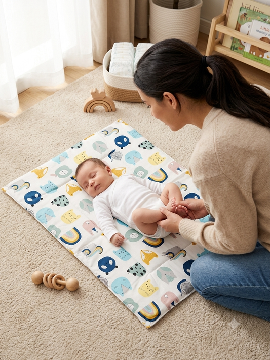 Newborn 4-Piece Pure Cotton Diaper Changing Mat Set
