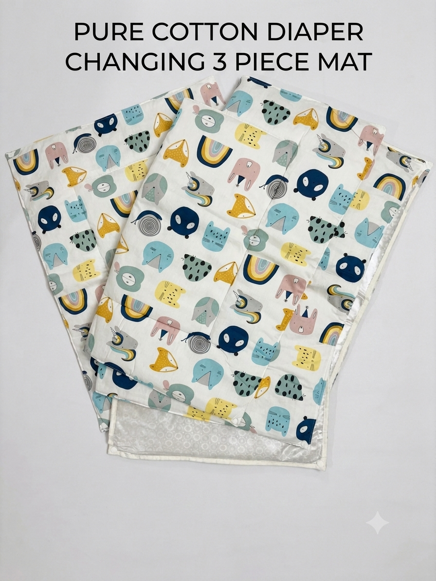 Newborn 4-Piece Pure Cotton Diaper Changing Mat Set