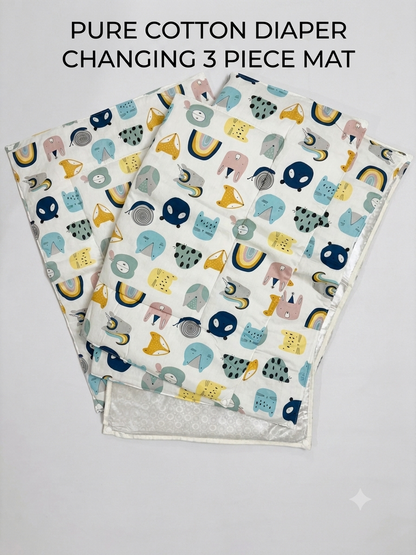 Newborn 4-Piece Pure Cotton Diaper Changing Mat Set