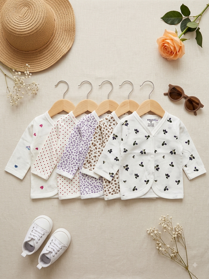 Newborn Full-Sleeve Front-Open Jhabla - pack of 5 (Copy)