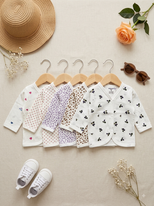 Newborn Full-Sleeve Front-Open Jhabla - pack of 5 (Copy)