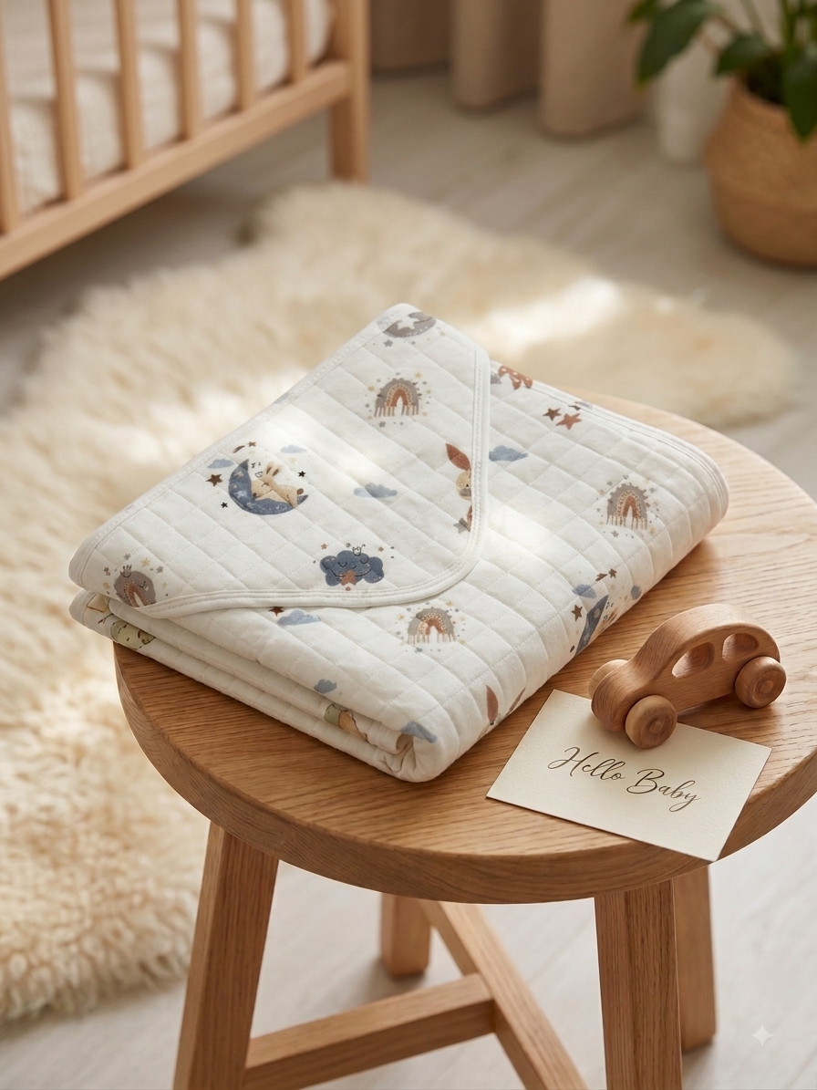 Newborn Hooded Soft Cotton Flannel with Wrap Belt