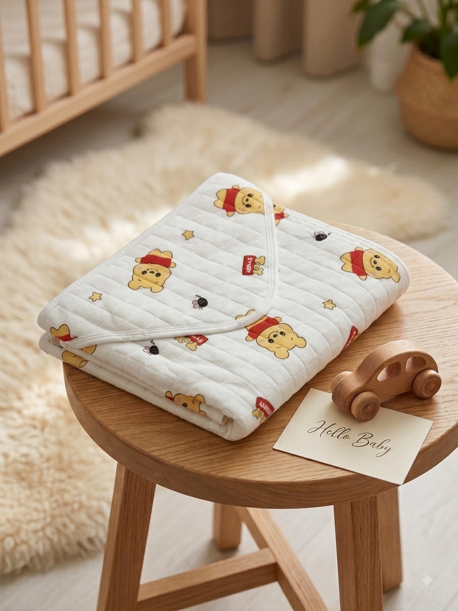Newborn Hooded Soft Cotton Flannel with Wrap Belt