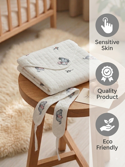 Newborn Hooded Soft Cotton Flannel with Wrap Belt