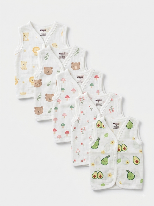 Newborn muslin Jhabla- pack of 5