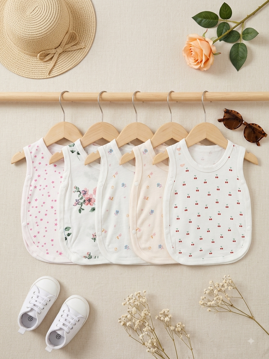 Newborn Side-Button Open Jhabla / Vest - pack of 5