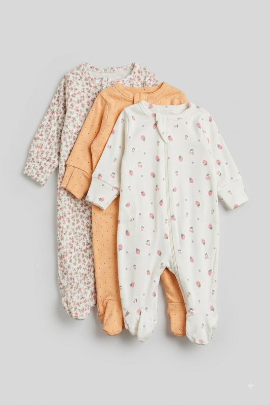 Soft cotton sleep suit ( Non Hooded)  - 3 pack combo