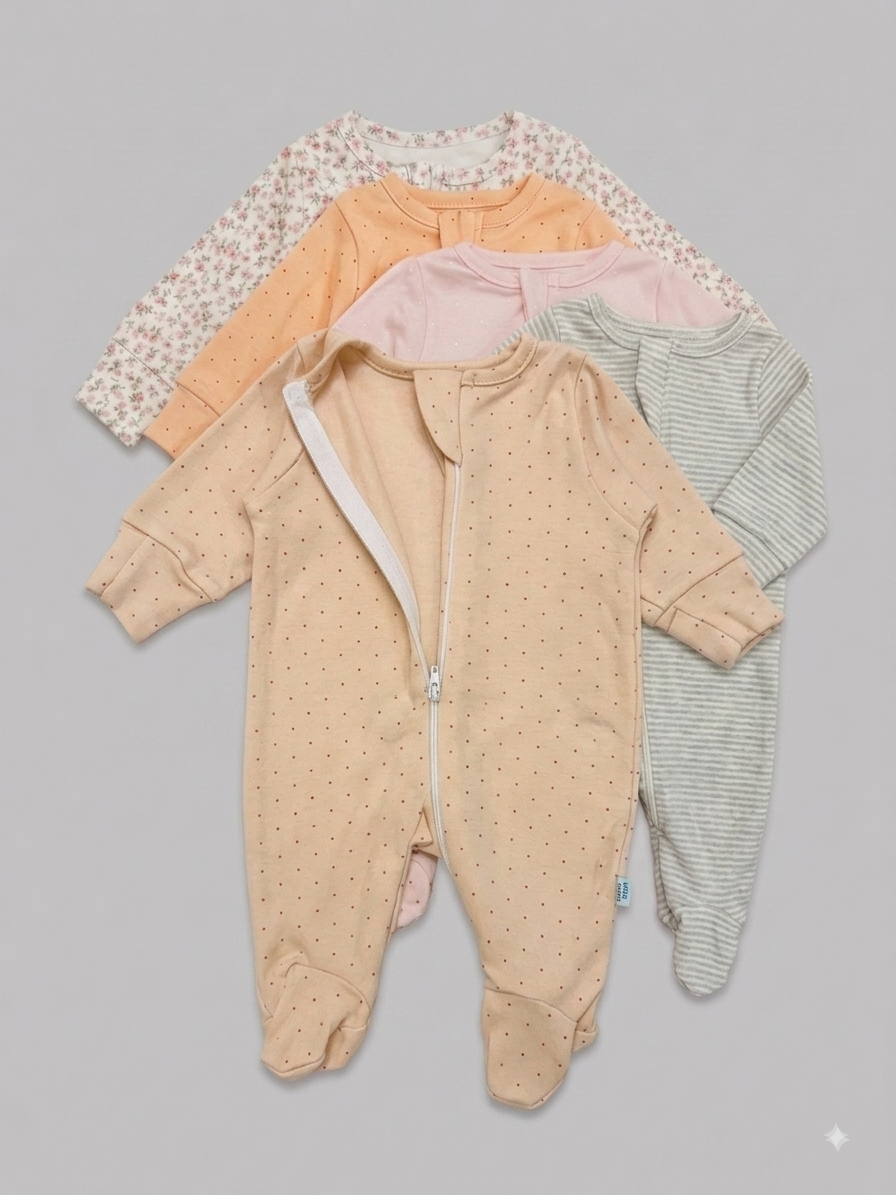 Soft cotton sleep suit ( Non Hooded)  - 3 pack combo