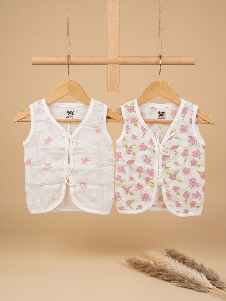 Newborn muslin Tie knot Jhabla- pack of 5