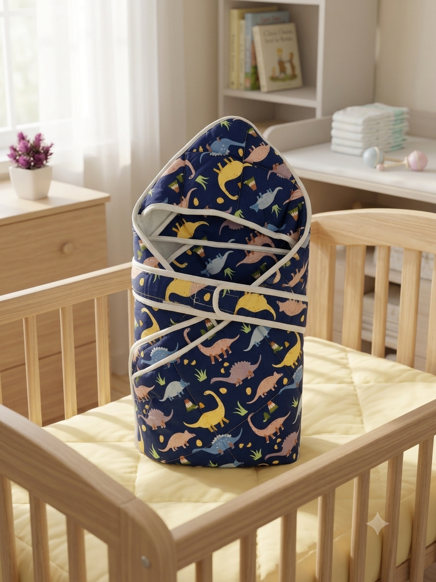 Newborn Cotton Warmer Cum Wrapper Hooded Blanket